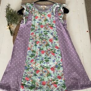 Matilda Jane Pastel Floral Dress with Lavender Trim sz 8